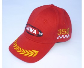 ČEPICE VYŠÍVANÁ - ČERVENÁ - JAWA 350 ZLATÝ VAVŘÍN - CZECHOSLOVAKIA MOTO TEAM